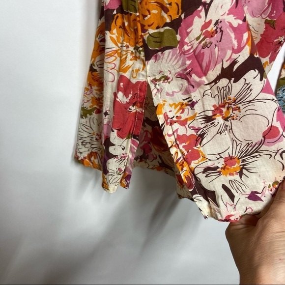 Sundance Split Neck Embroidered Floral Quarter Sleeve Length Cotton Tunic XS - Picture 8 of 9